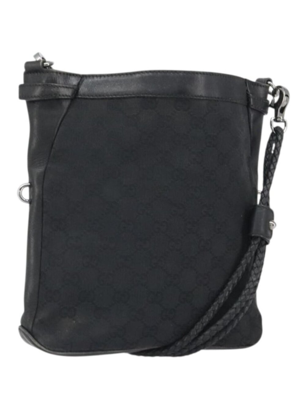 GUCCI GG Canvas Shoulder Bag Black Silver 109106